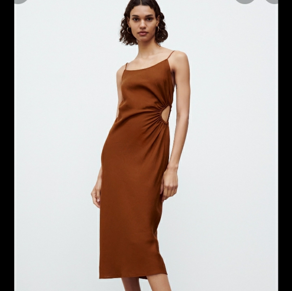 Zara linen cut out midi dress